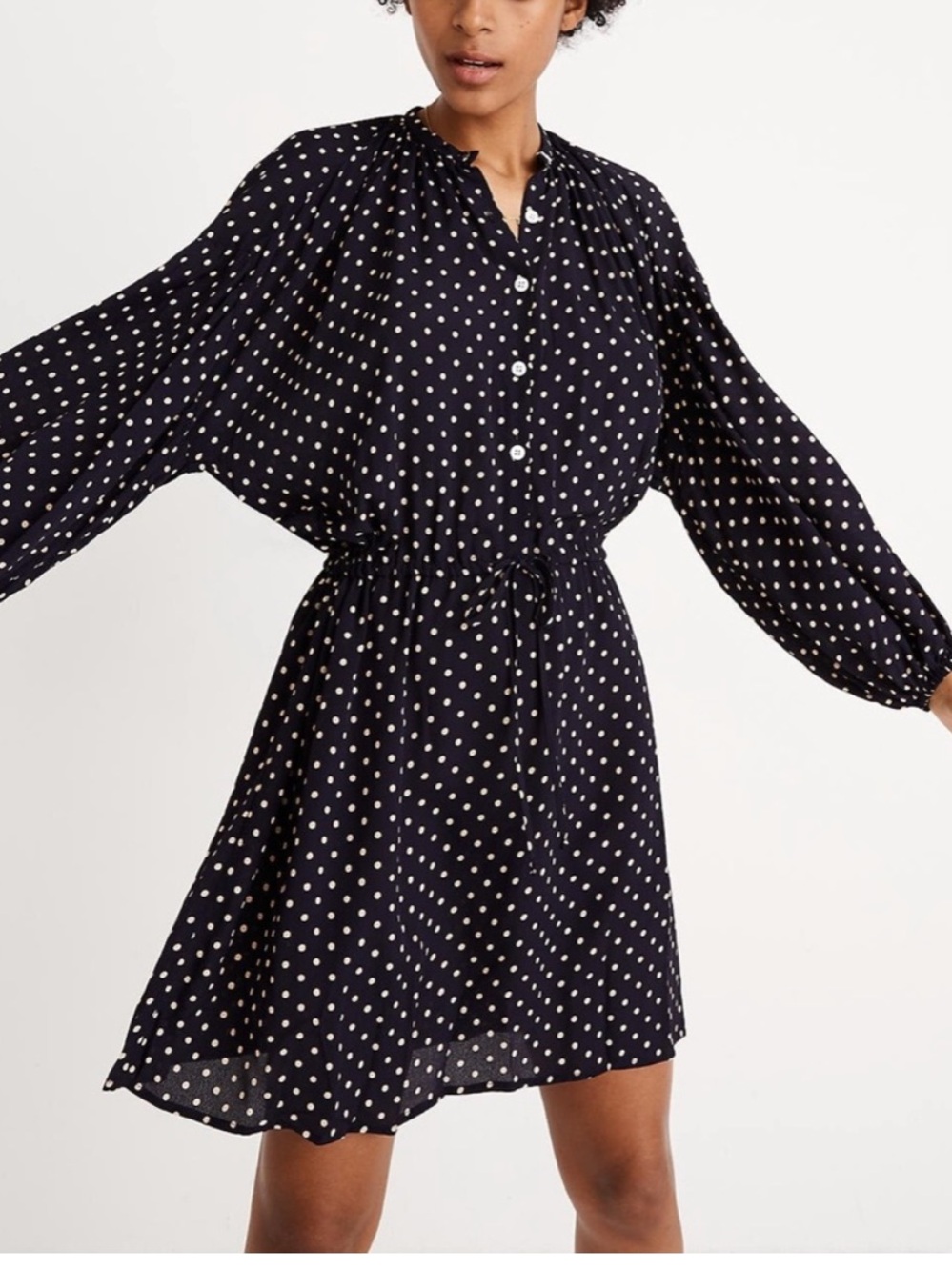 Madewell x Christy Dawn Dress Navy Cream Polka Dot Mini